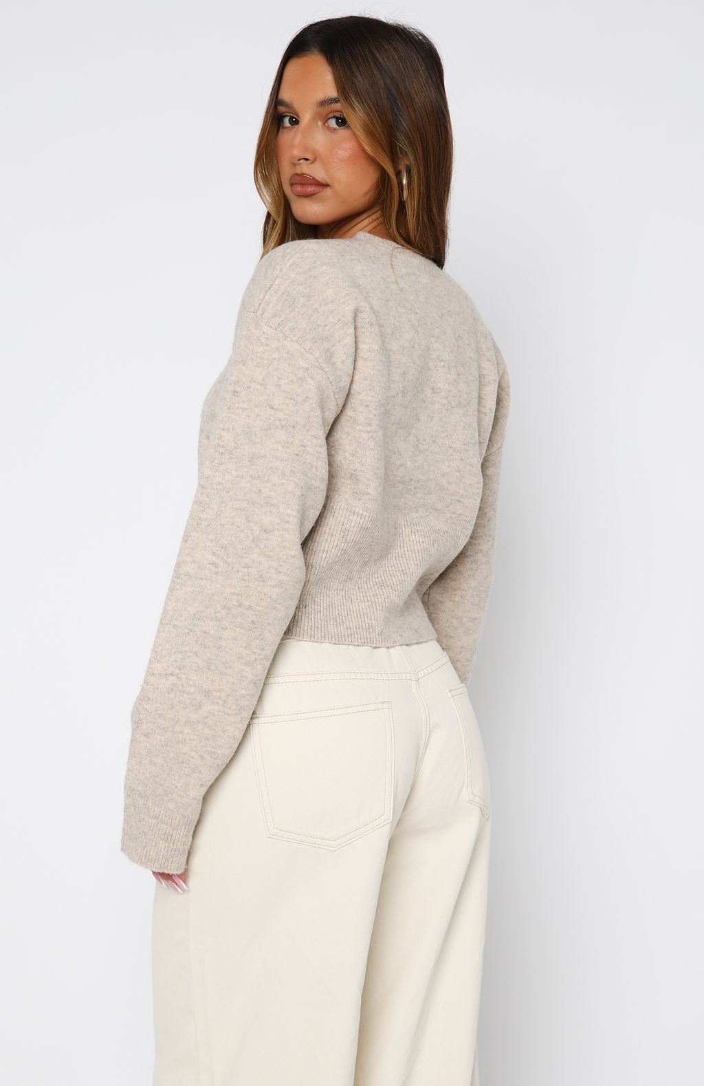 Make Me Happy Knit Cardigan Beige