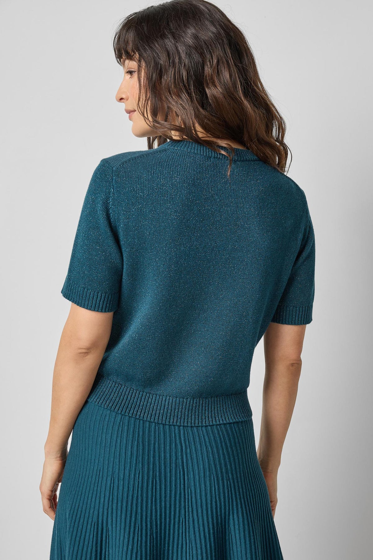 SHORT SLEEVE SPARKLE SWEATER