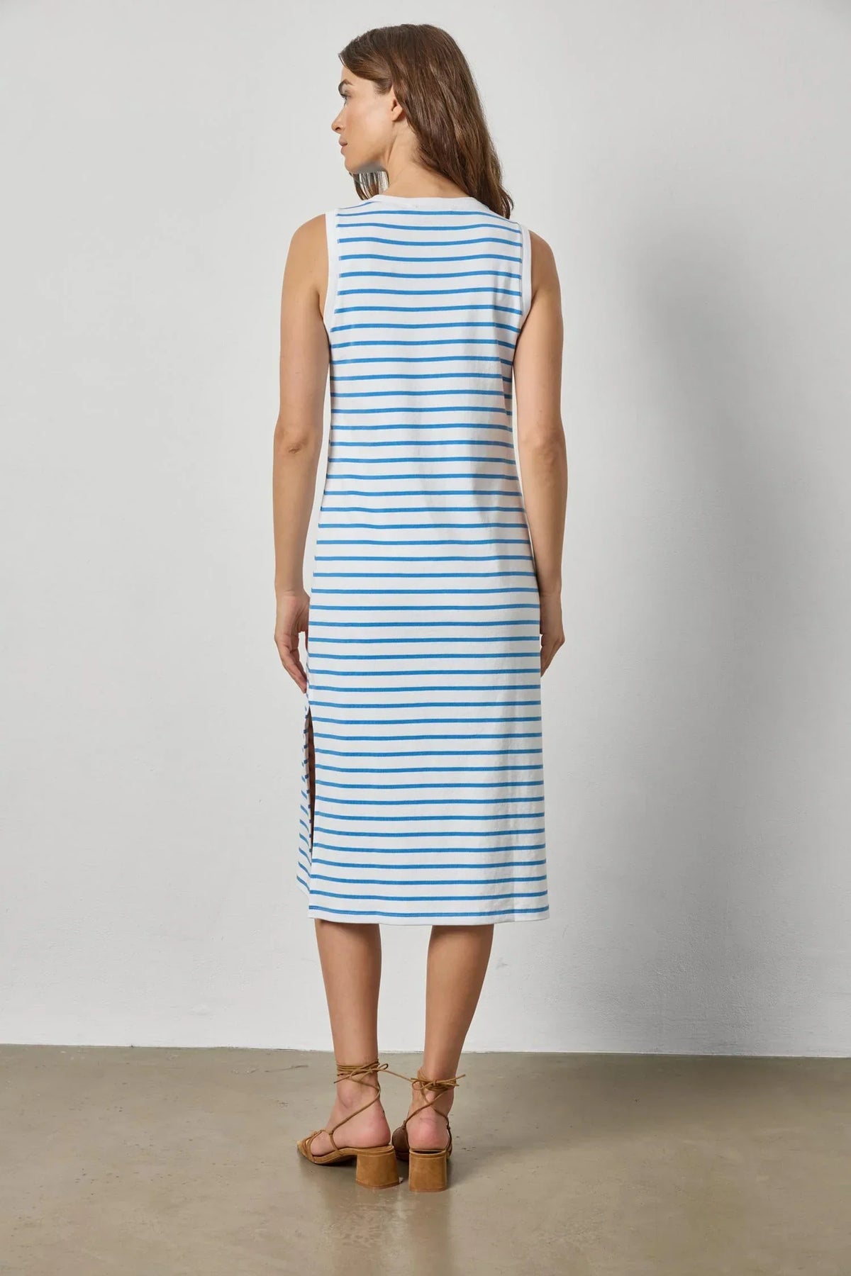 RIB STRIPE SIDE SLIT TANK DRESS