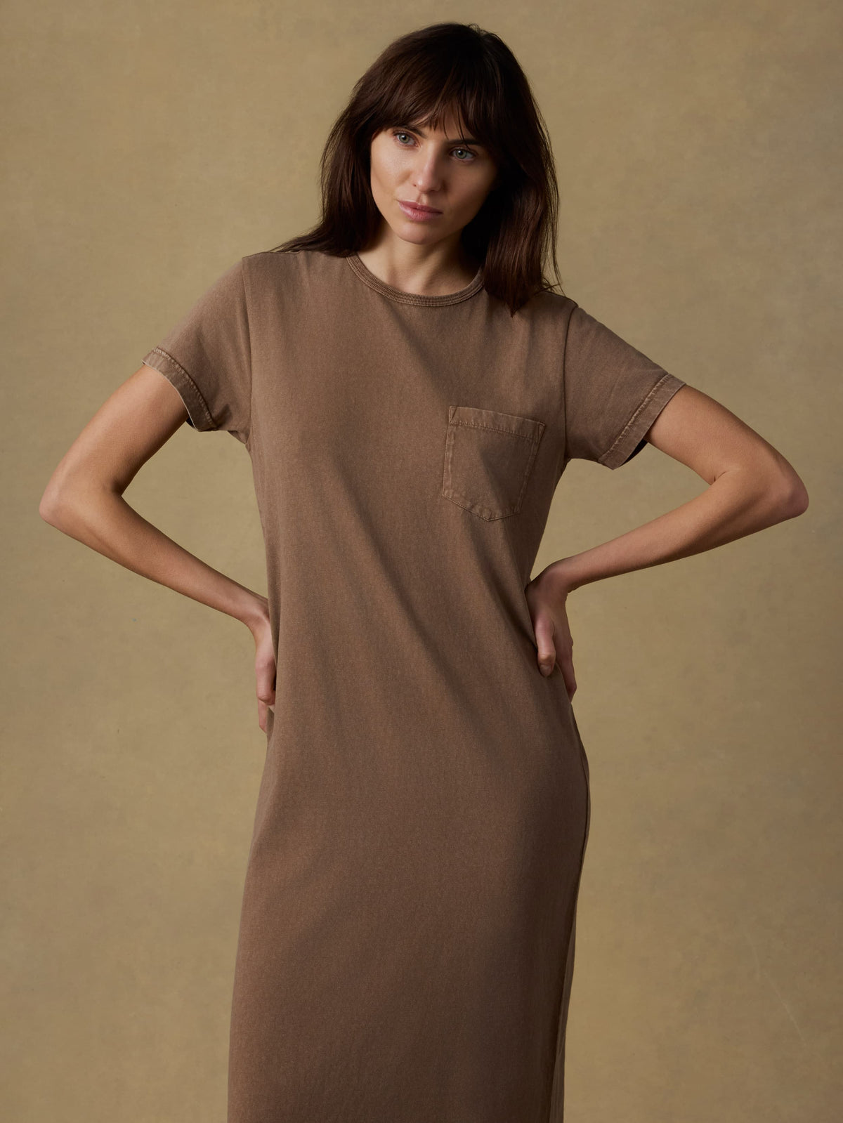 Recycled Cotton Jersey T-Shirt Dress - Alpine Brown