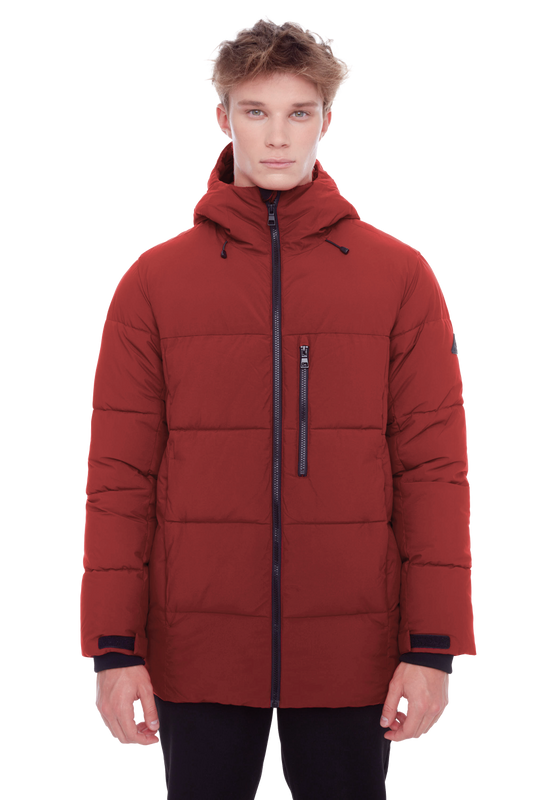 BANFF | MEN'S VEGAN DOWN (RECYCLED) PUFFER JACKET, DEEP RED