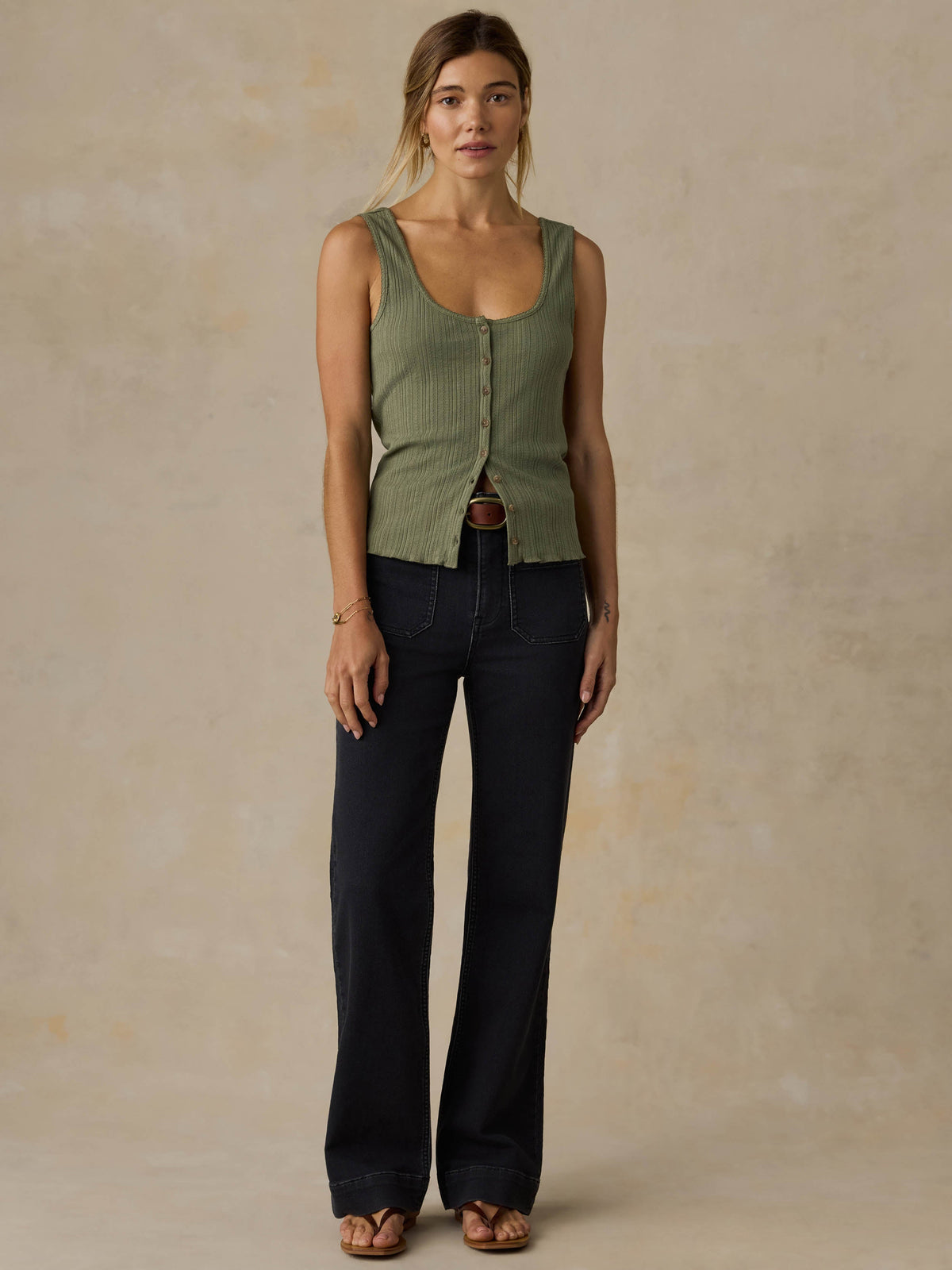 Paradise Pointelle Cami Cardigan - Clover