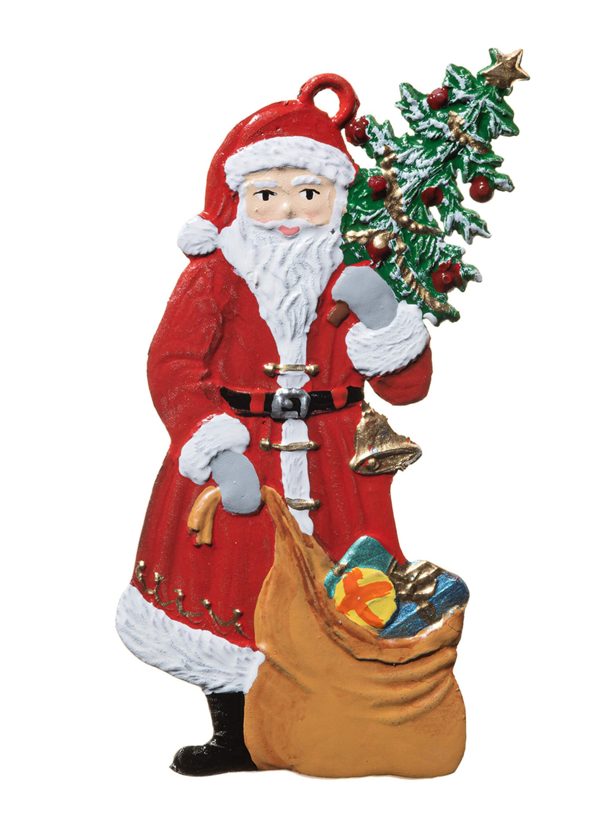 Wilhelm Schweizer Pewter Santa with Tree and Sack Ornament