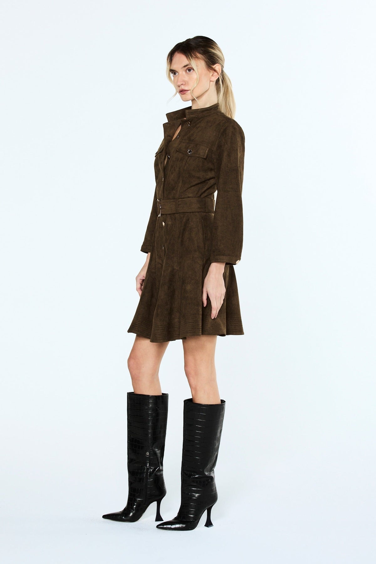 KERRIE BELTED 3/4 SLEEVE MINI DRESS