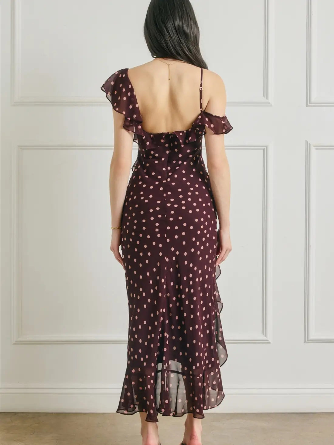 SOFT SPRINKLE ASYMMETRICAL MAXI DRESS