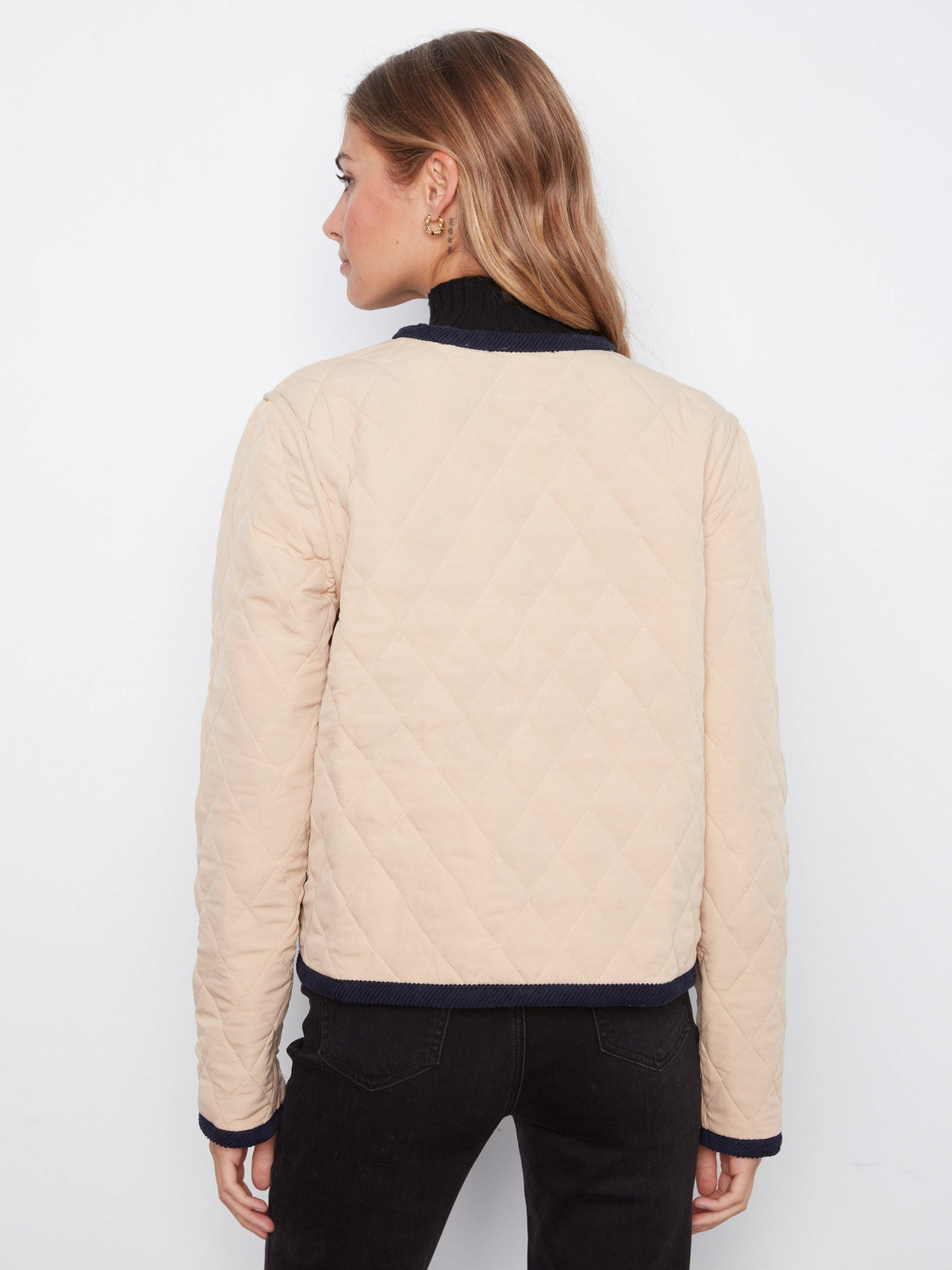 Reversible Embroidered Quilted Jacket - Biscuit