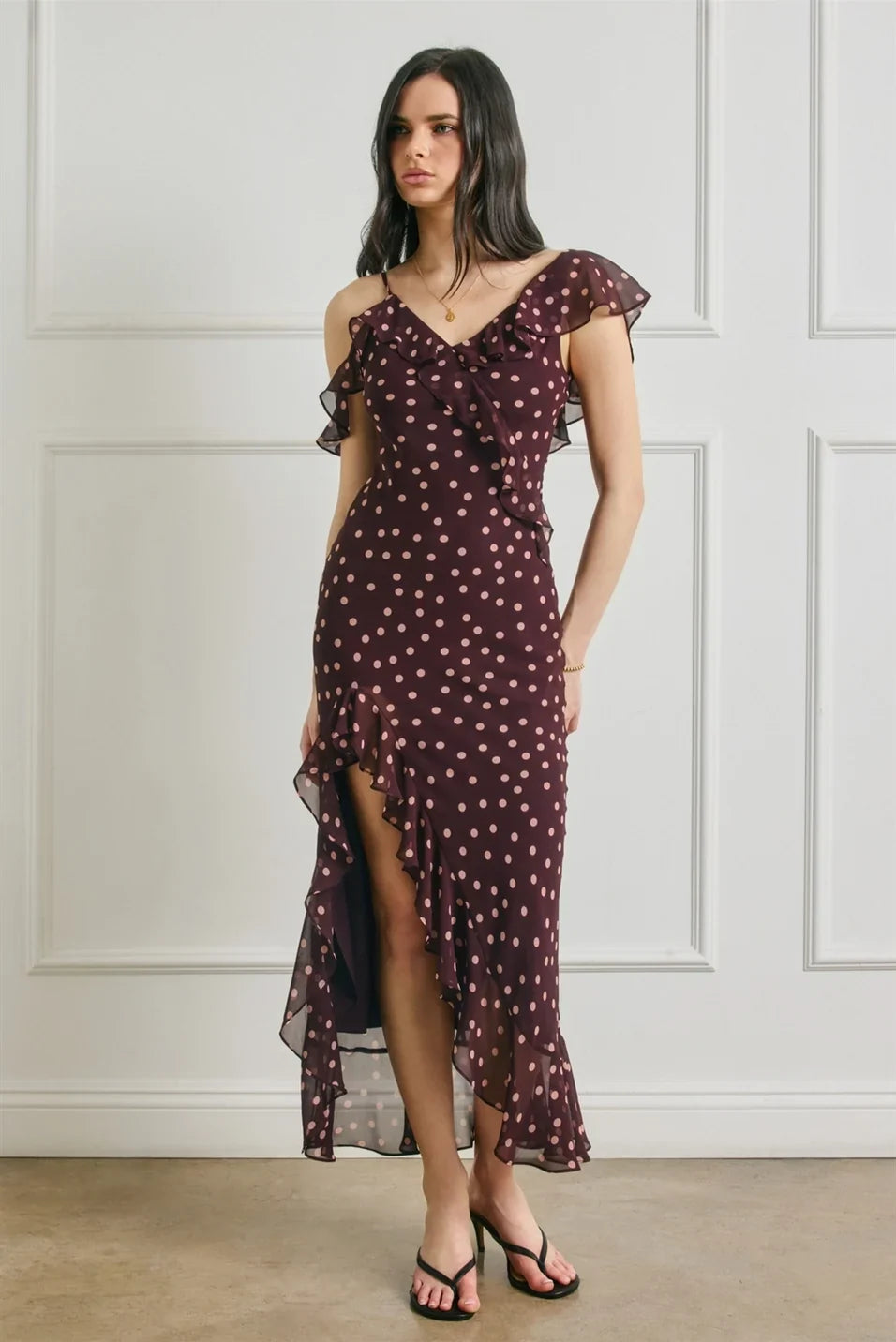 SOFT SPRINKLE ASYMMETRICAL MAXI DRESS