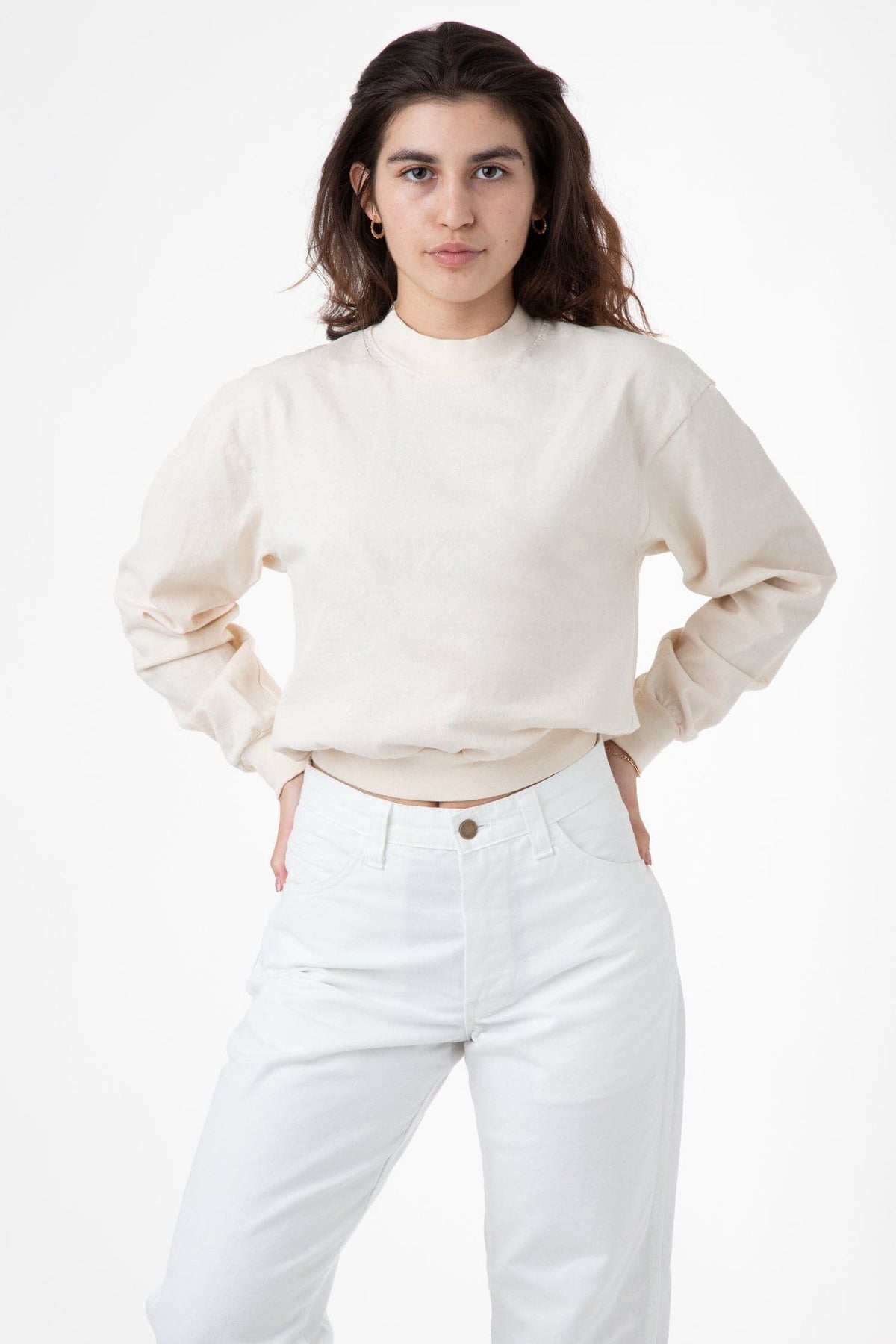1804GD - Long Sleeve Garment Dye Cropped Mockneck