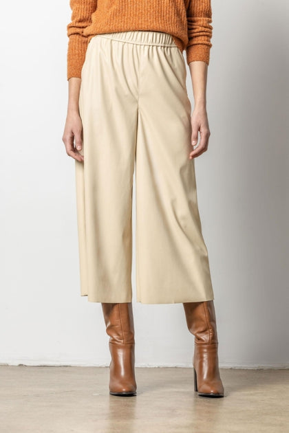 FAUX LEATHER PULL ON PANT