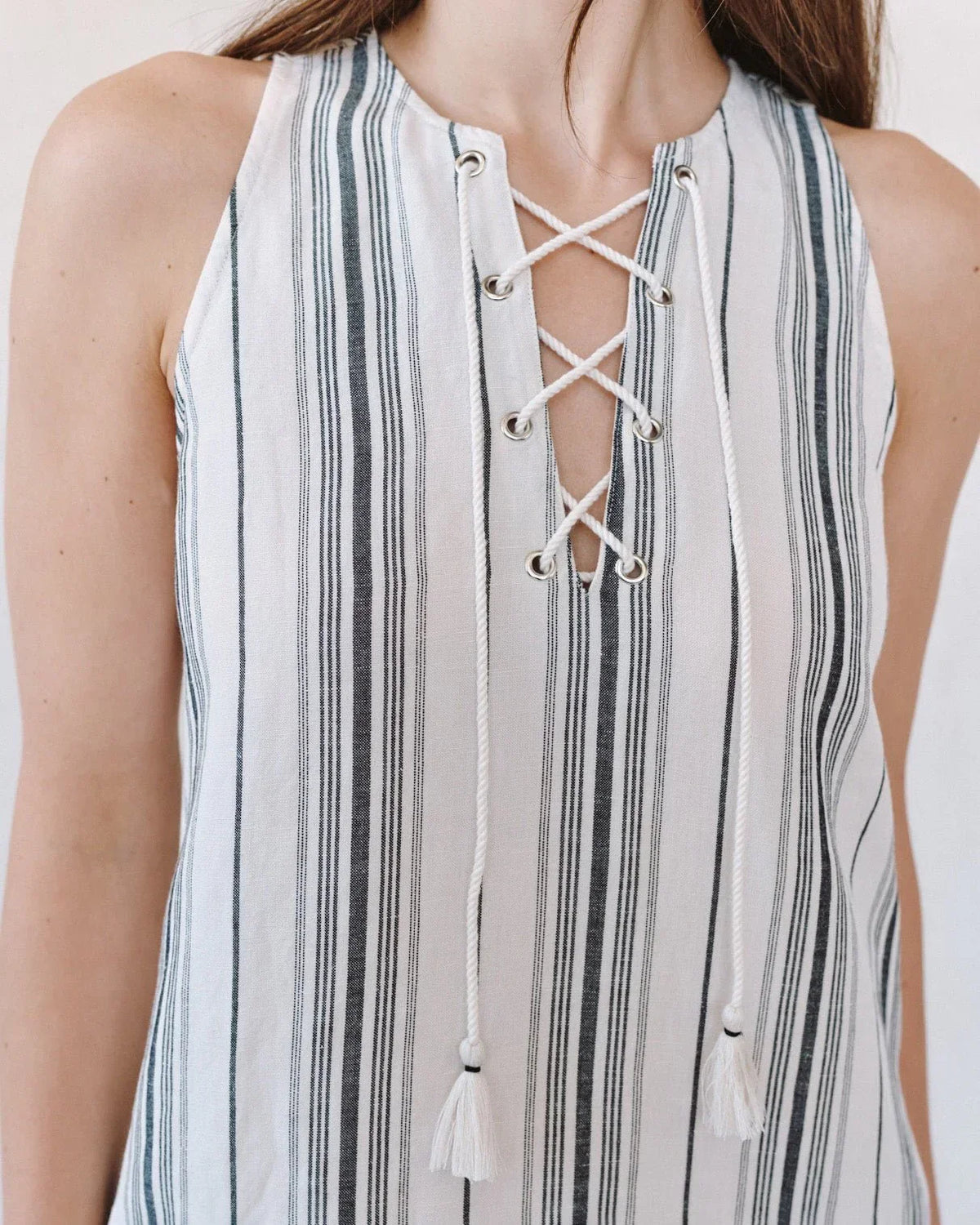 SLEEVELESS LACE UP MINI DRESS