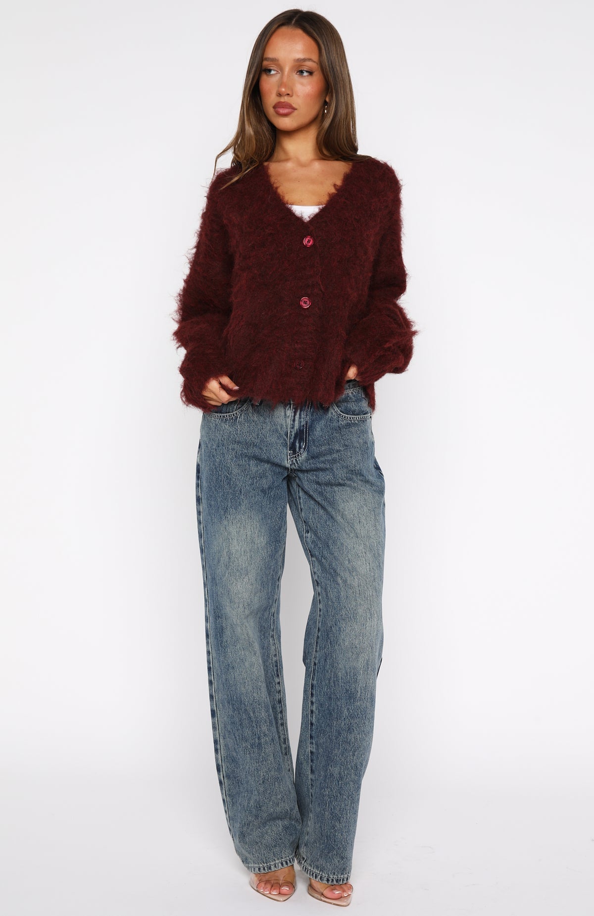 Cozy Vibes Knit Cardigan Bordeaux