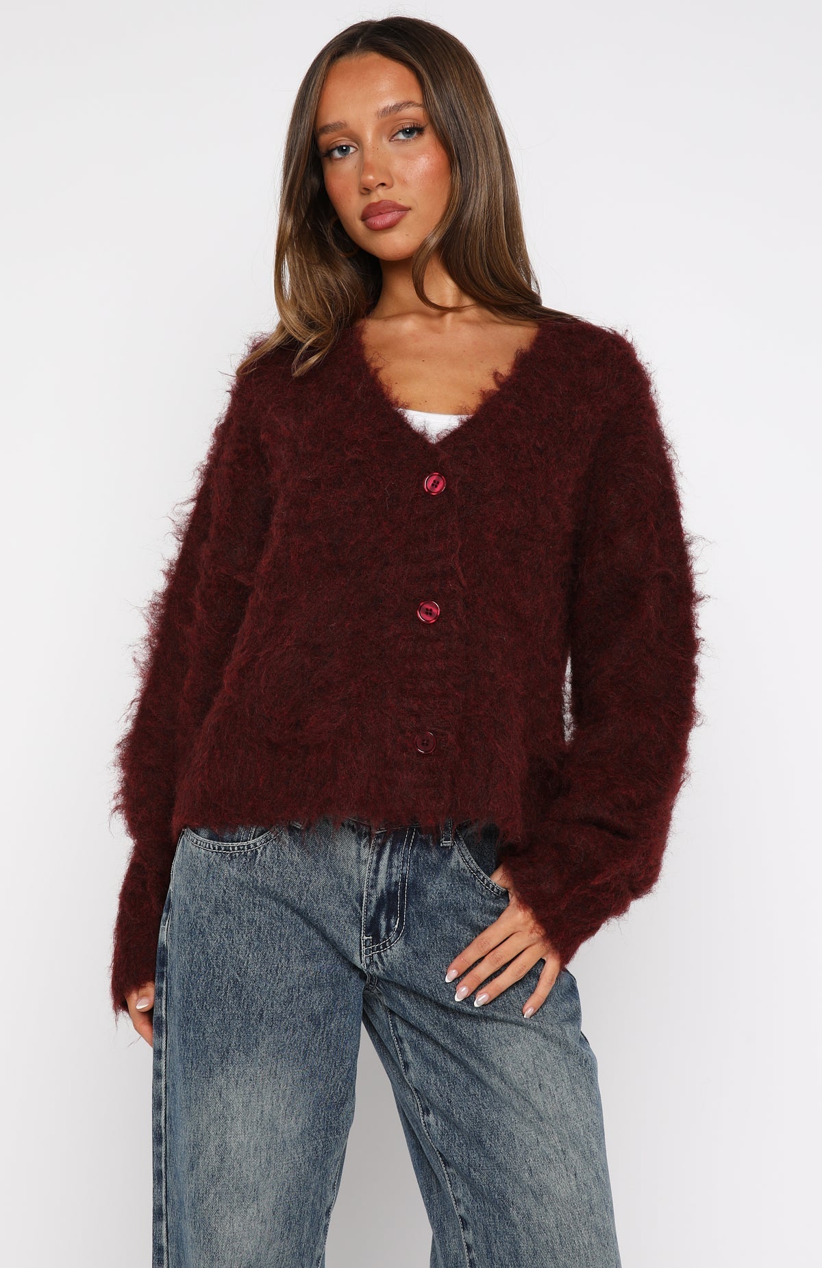 Cozy Vibes Knit Cardigan Bordeaux