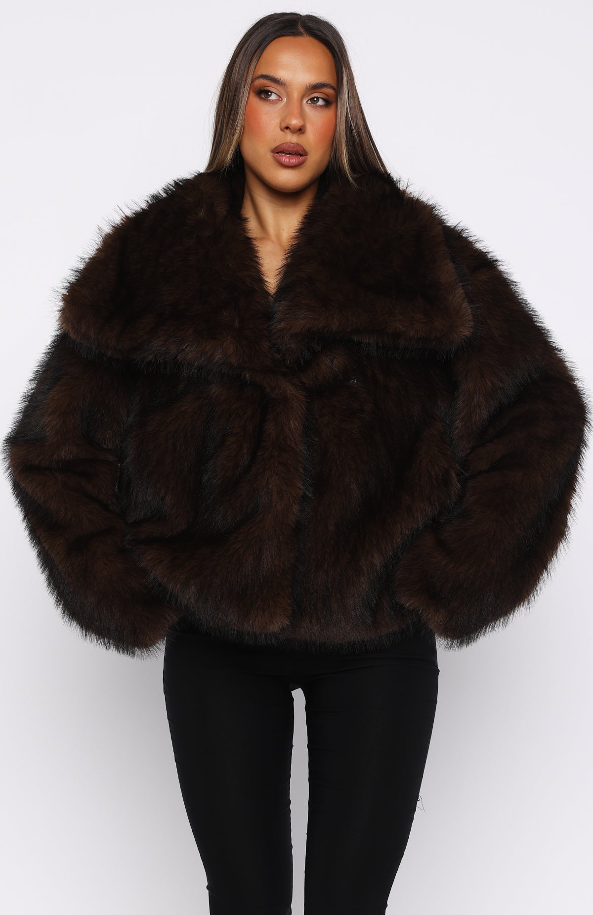 Dirty Martini Faux Fur Jacket Chocolate
