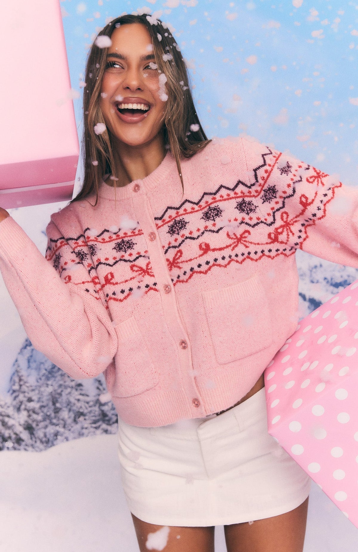 Snowflake Cuddles Knit Cardigan Blossom