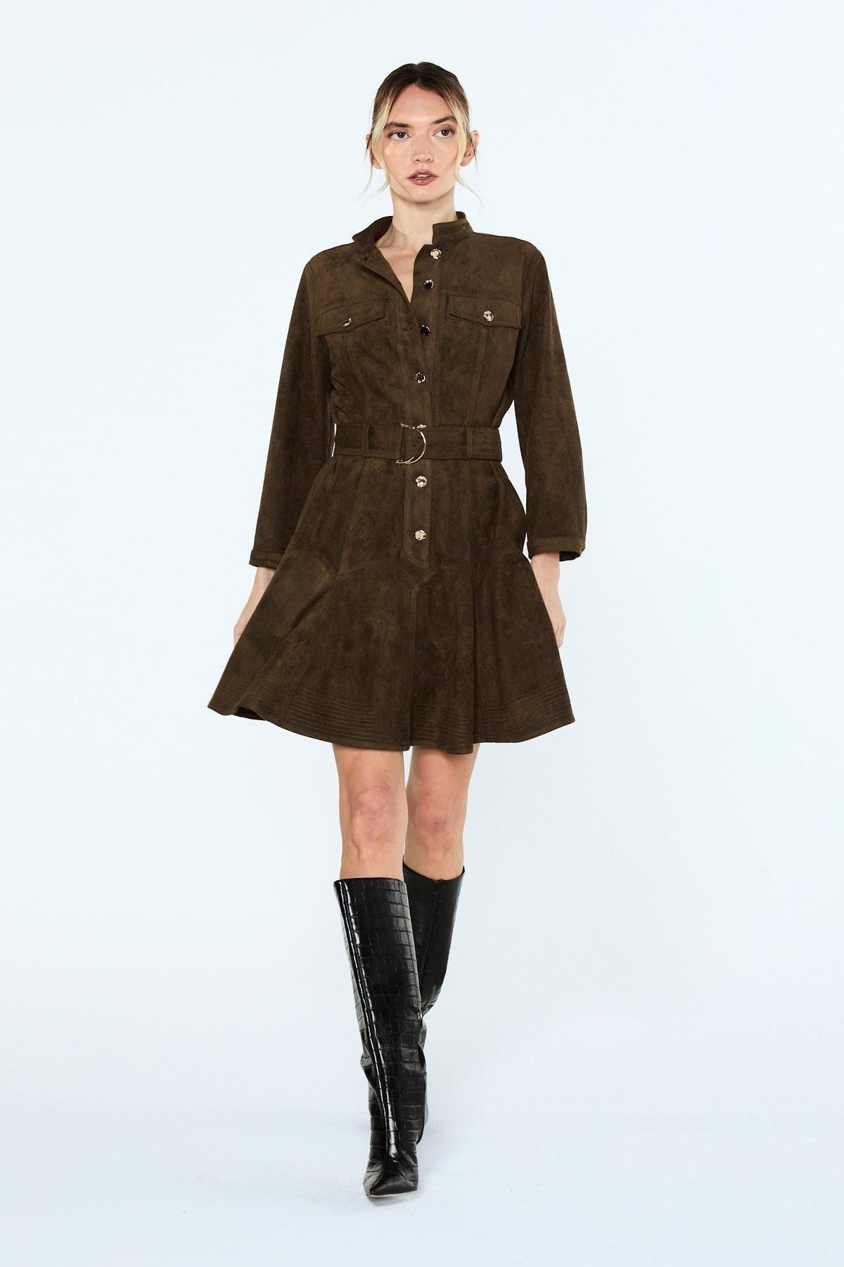 KERRIE BELTED 3/4 SLEEVE MINI DRESS